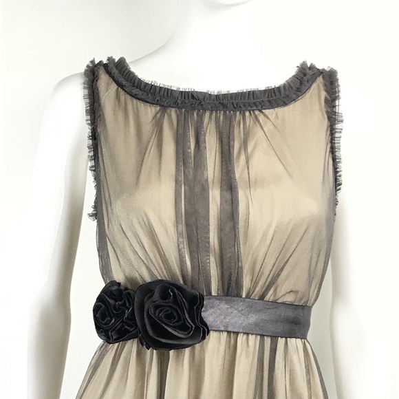 Moulinette Soeurs Midi Dress Tulle Overlay Ruffle - Picture 4 of 8